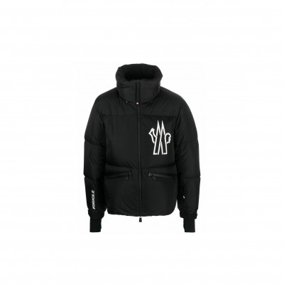 MONCLER GRENOBLE BLACK VERDONS LOGO-PRINT PUFFER JACKET 